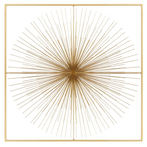 Gold Square Metal Wall Decor With Starburst Center 36" x